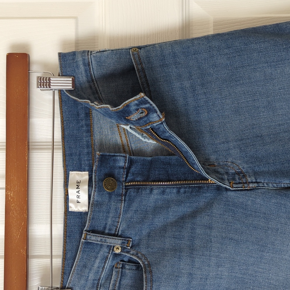 Frame Slim Palazzo Disarm Medium Wash High Waisted Wide Straight Leg Jeans 28 - Picture 7 of 15